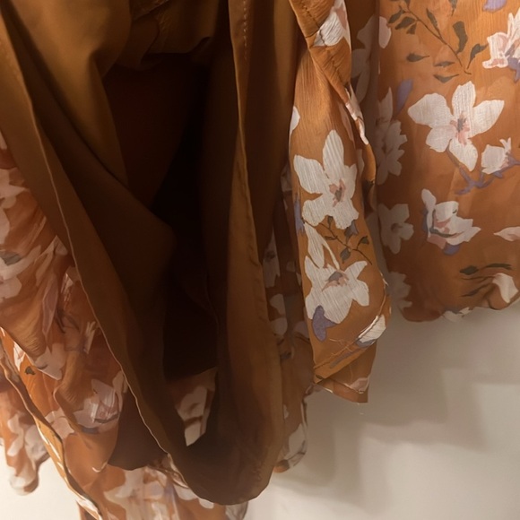 Dollhouse Brown and Orange Smocked Tiered Mini short Dress - Picture 7 of 7